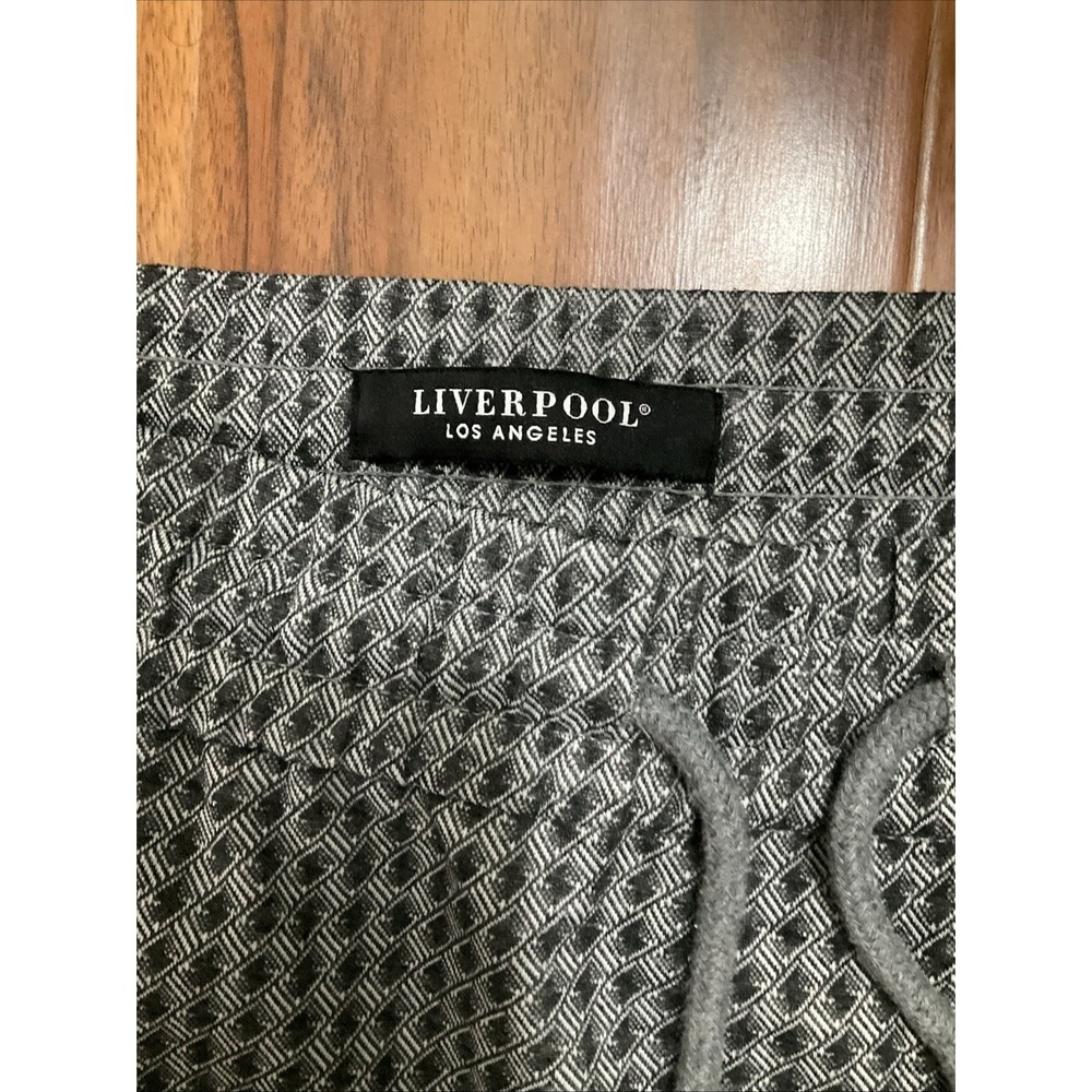 Liverpool Los Angeles Plaid Pull Women's Pants Drawstring Size L Black-gray - Picture 2 of 7